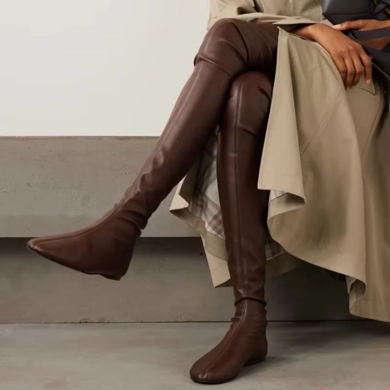 브라운 소프트 스트레치 인조 가죽 슬라우치 허벅지 높이 - Boot Sock Slouchy 리뷰 및 가격