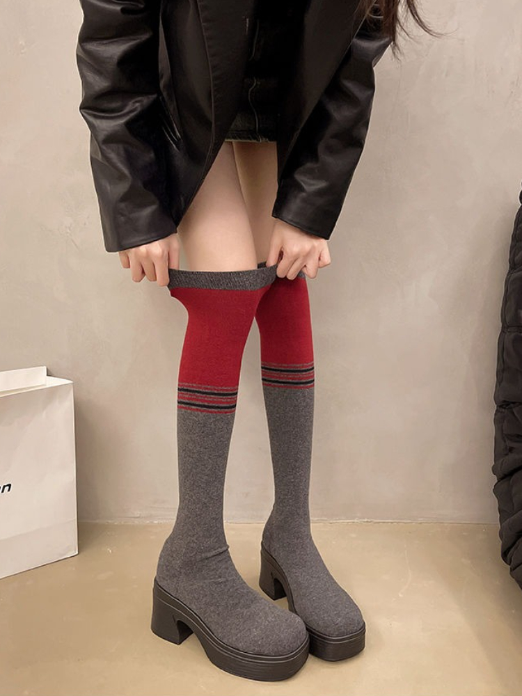 청키 힐 여성용 오버니 삭스 부츠 2025 가을/겨울  - Knee High Sock Women 리뷰 및 가격