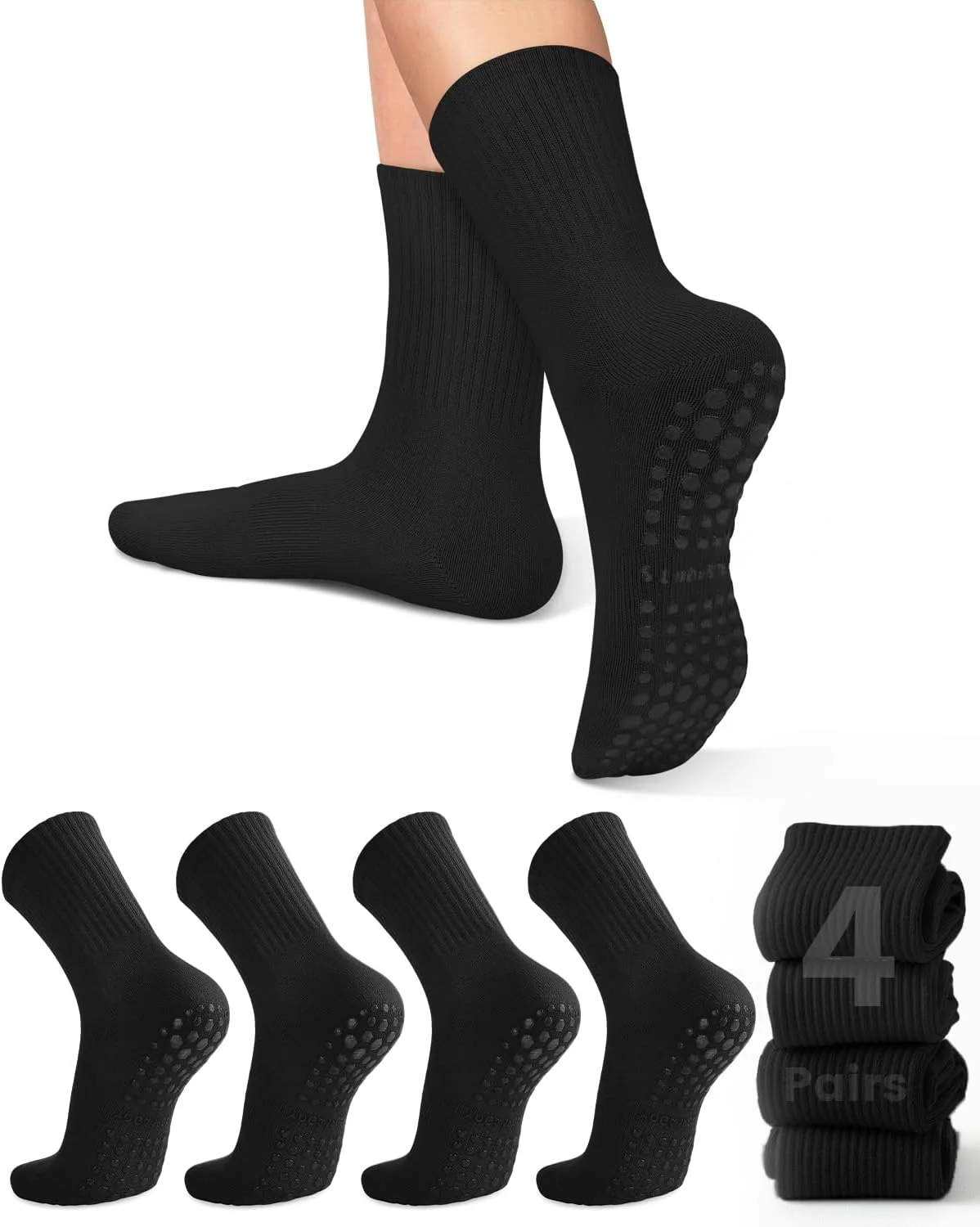 여성용 요가 양말 4켤레, 단색 미드솔 미끄럼 방지 그 - Grip Sock Yoga 리뷰 및 가격